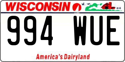 WI license plate 994WUE