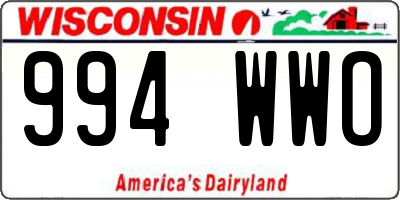 WI license plate 994WWO