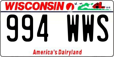 WI license plate 994WWS