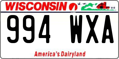 WI license plate 994WXA
