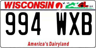 WI license plate 994WXB