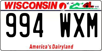 WI license plate 994WXM