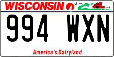 WI license plate 994WXN