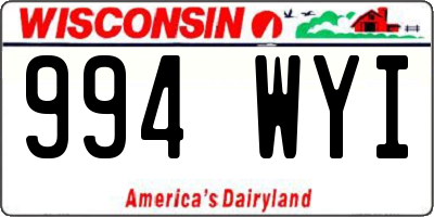 WI license plate 994WYI