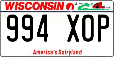 WI license plate 994XOP
