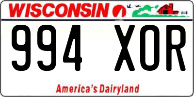 WI license plate 994XOR