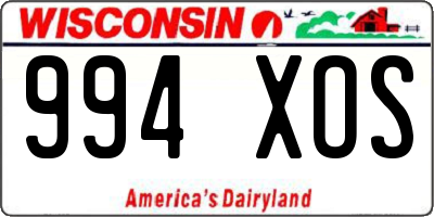 WI license plate 994XOS
