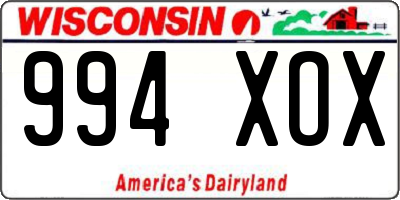 WI license plate 994XOX