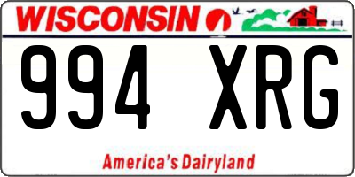 WI license plate 994XRG