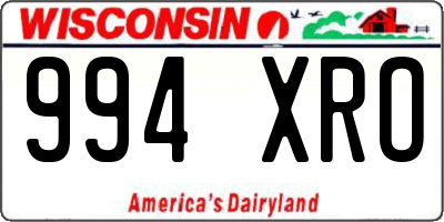 WI license plate 994XRO