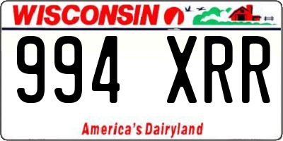 WI license plate 994XRR