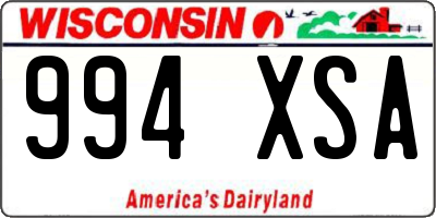 WI license plate 994XSA