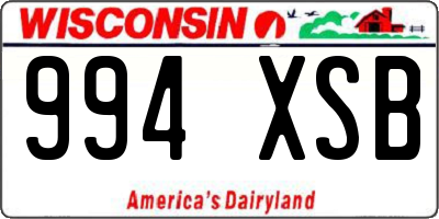 WI license plate 994XSB