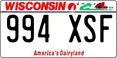 WI license plate 994XSF