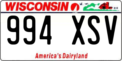 WI license plate 994XSV