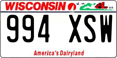 WI license plate 994XSW