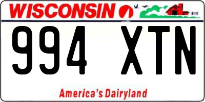 WI license plate 994XTN