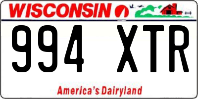 WI license plate 994XTR