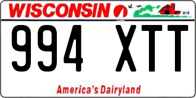 WI license plate 994XTT