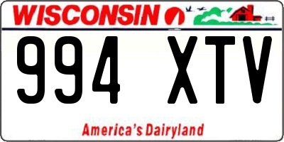 WI license plate 994XTV