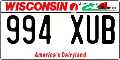 WI license plate 994XUB