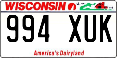 WI license plate 994XUK
