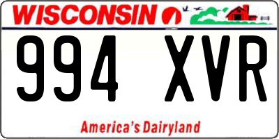WI license plate 994XVR