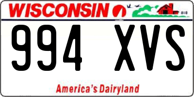 WI license plate 994XVS