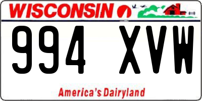WI license plate 994XVW