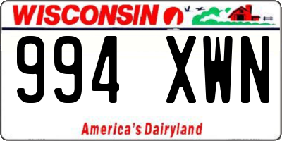 WI license plate 994XWN