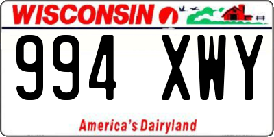 WI license plate 994XWY