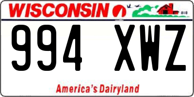 WI license plate 994XWZ