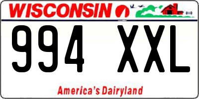 WI license plate 994XXL