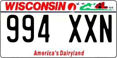 WI license plate 994XXN