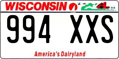 WI license plate 994XXS