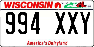 WI license plate 994XXY