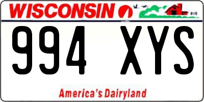 WI license plate 994XYS