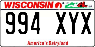 WI license plate 994XYX