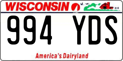 WI license plate 994YDS
