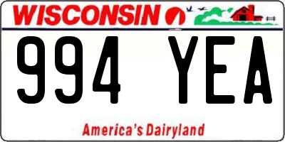 WI license plate 994YEA