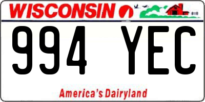 WI license plate 994YEC