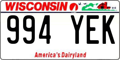 WI license plate 994YEK