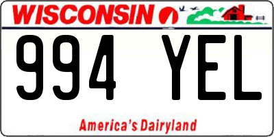 WI license plate 994YEL