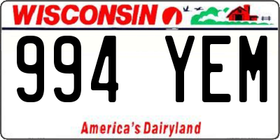 WI license plate 994YEM