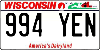 WI license plate 994YEN