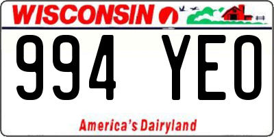 WI license plate 994YEO