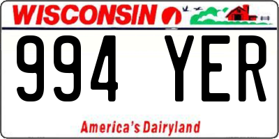 WI license plate 994YER