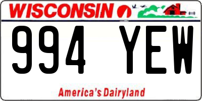 WI license plate 994YEW