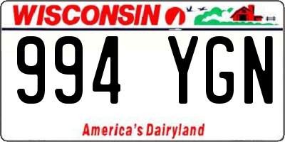 WI license plate 994YGN