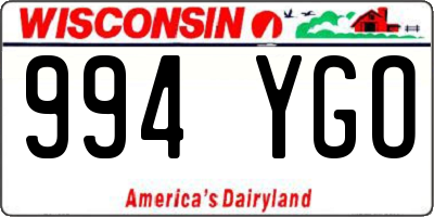 WI license plate 994YGO